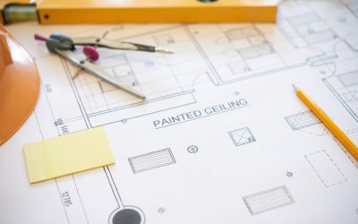 Drafting tools on blueprint